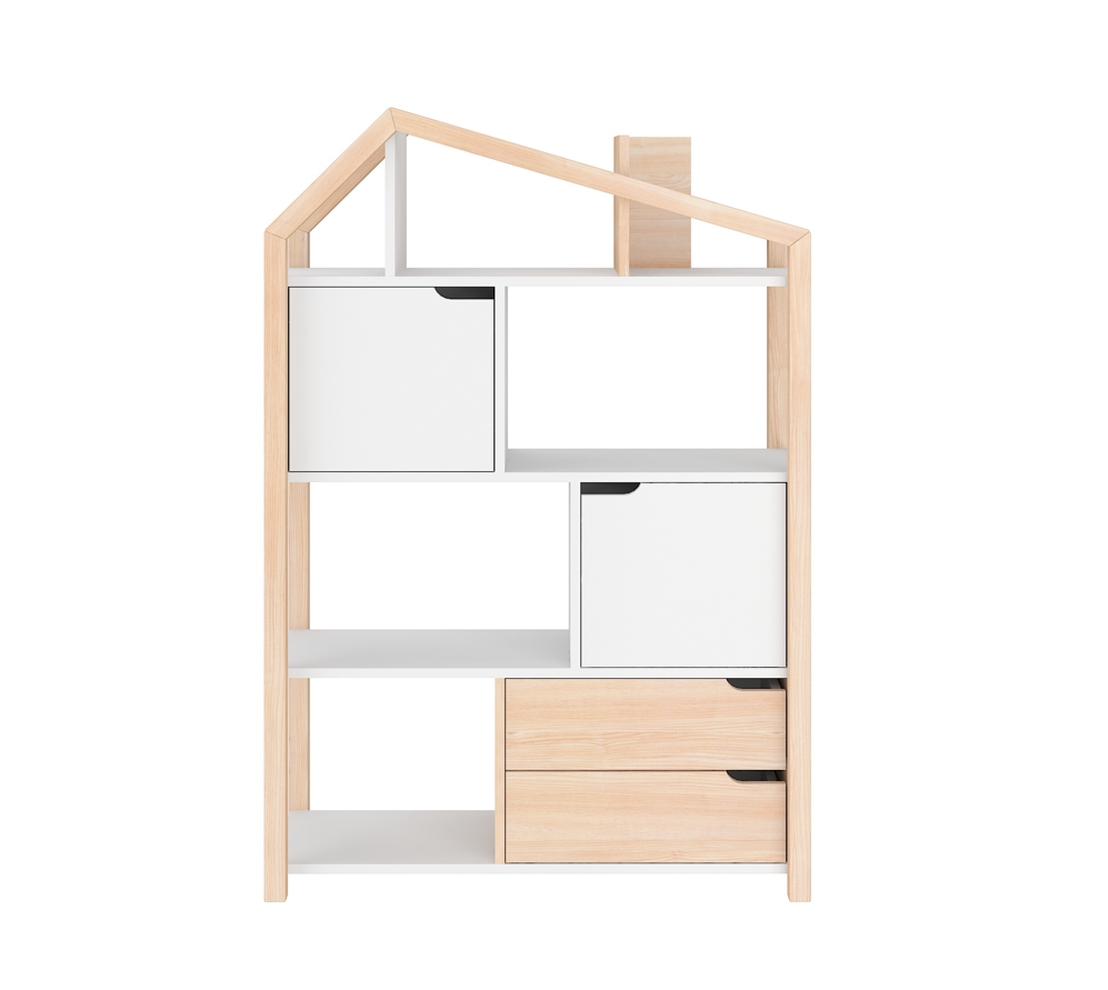 Boekenkast Juno breed met Dakje - Wit image 0