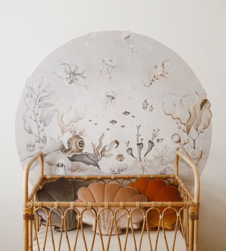 Fluwelen schelpkussen - beige pearl image 8