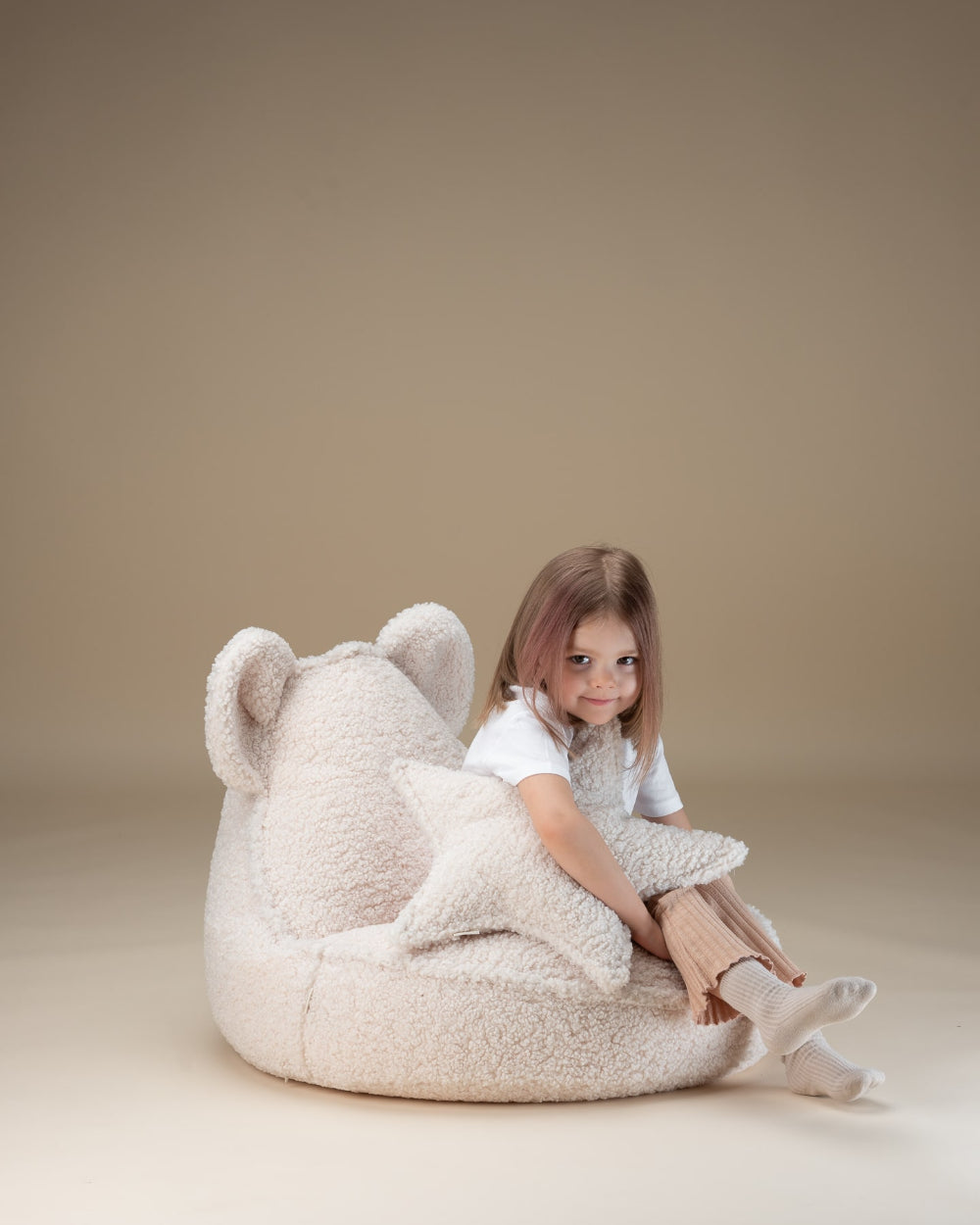 Wigiwama Beren Zitzak voor Kinderen Beer - Cream White Bear Beanbag image 3