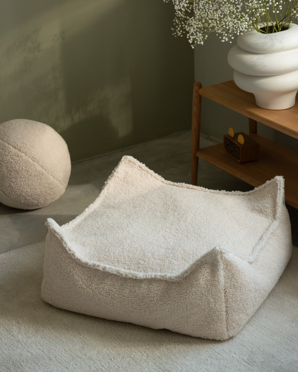 Wigiwama Kinderpoef - Cream White Square Ottoman image 1