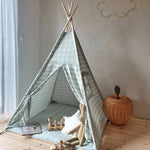 Tipi Tent met Speelmat - Mint Ruitjes image 0