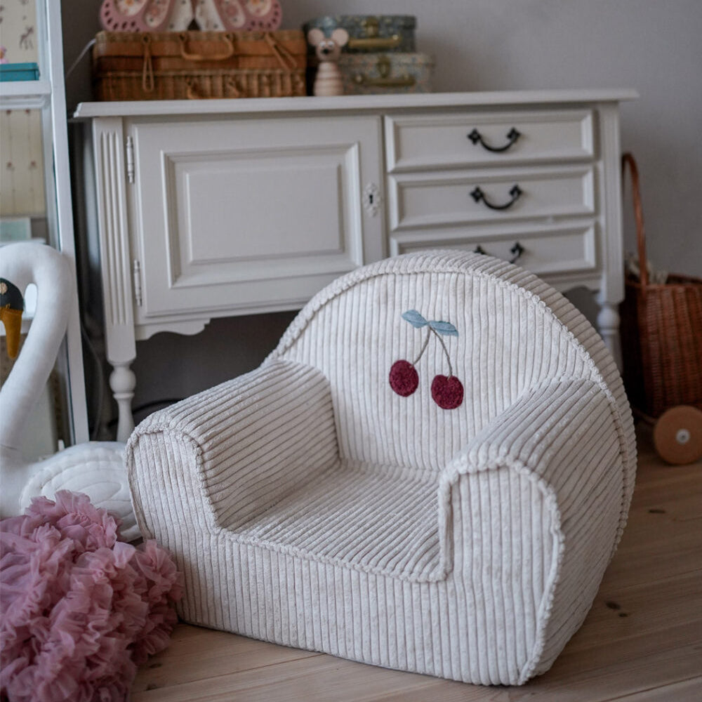 Rib Cord Stoel met Kersen - Crème image 0