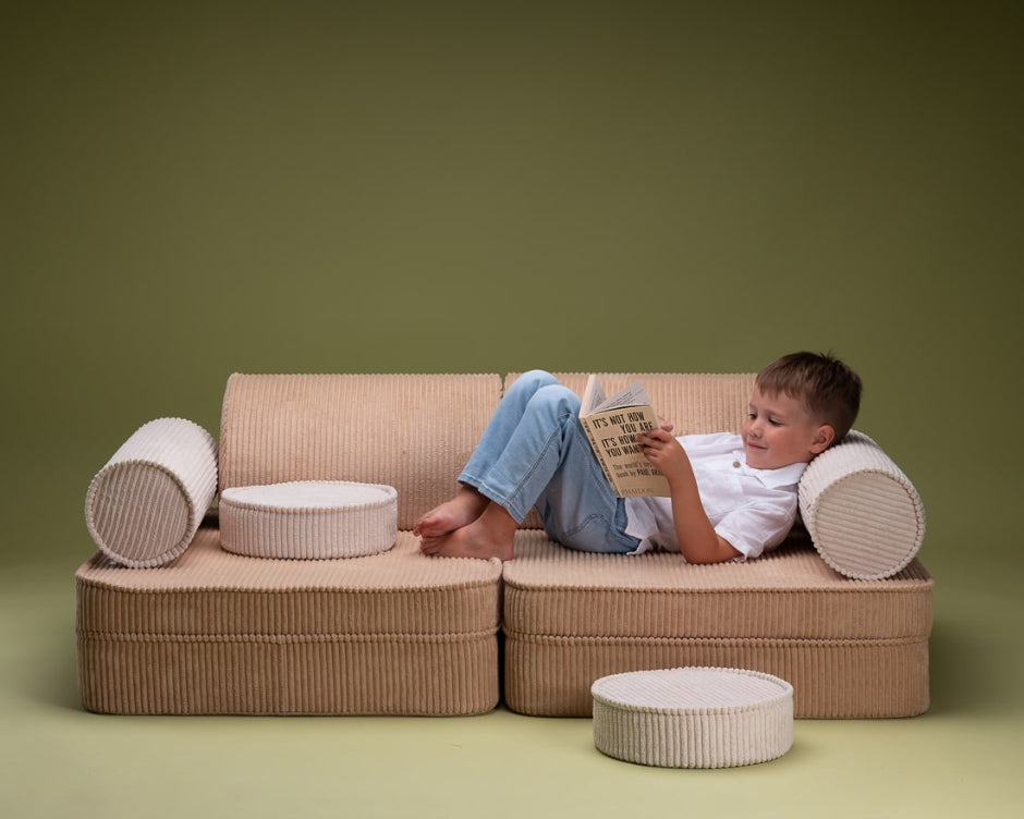 Wigiwama Ribstof Kinderbank - Brown Sugar Settee - Sofa Speelbank image 4