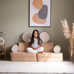 Wigiwama Ribstof Kinderbank - Brown Sugar Settee - Sofa Speelbank image 1