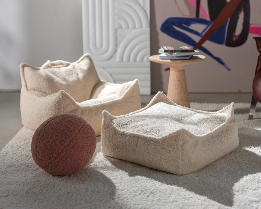 Wigiwama Kinderpoef - Cream White Square Ottoman image 5