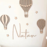 Houten Luchtballonnen Muurdecoratie met Naam image 1