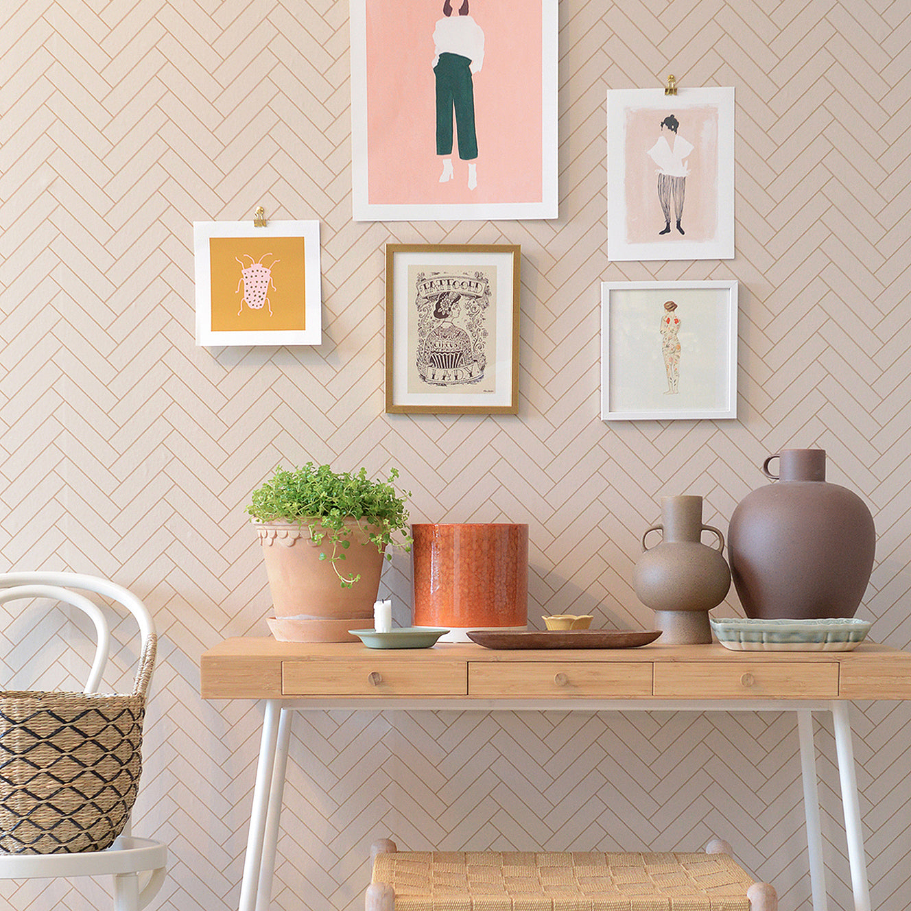 Majvillan Behang - Herringbone - Sandy Beige image 0