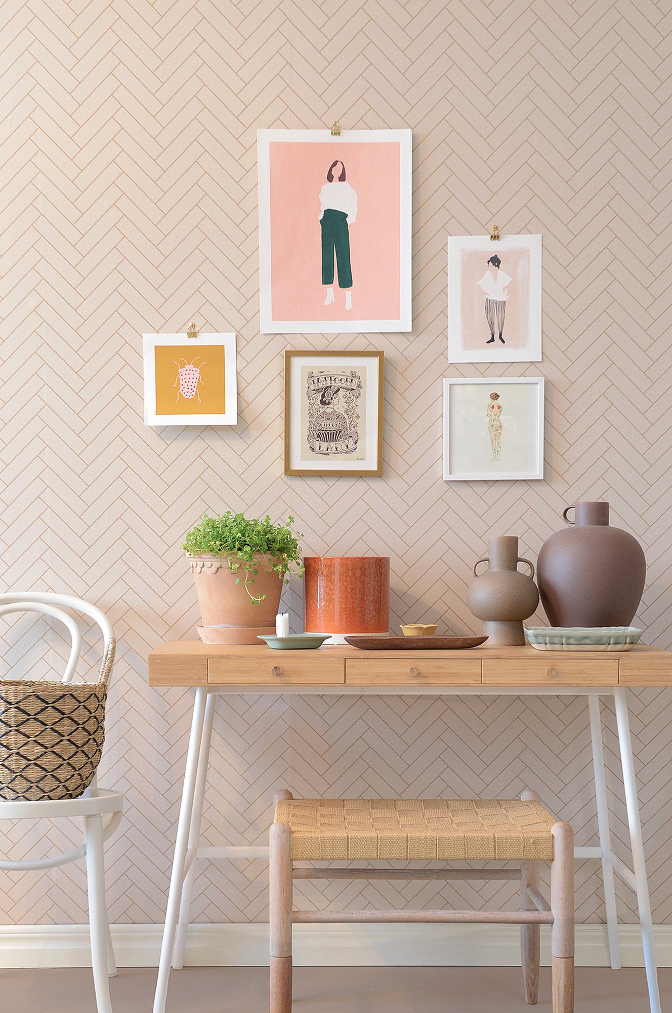 Majvillan Behang - Herringbone - Sandy Beige image 0