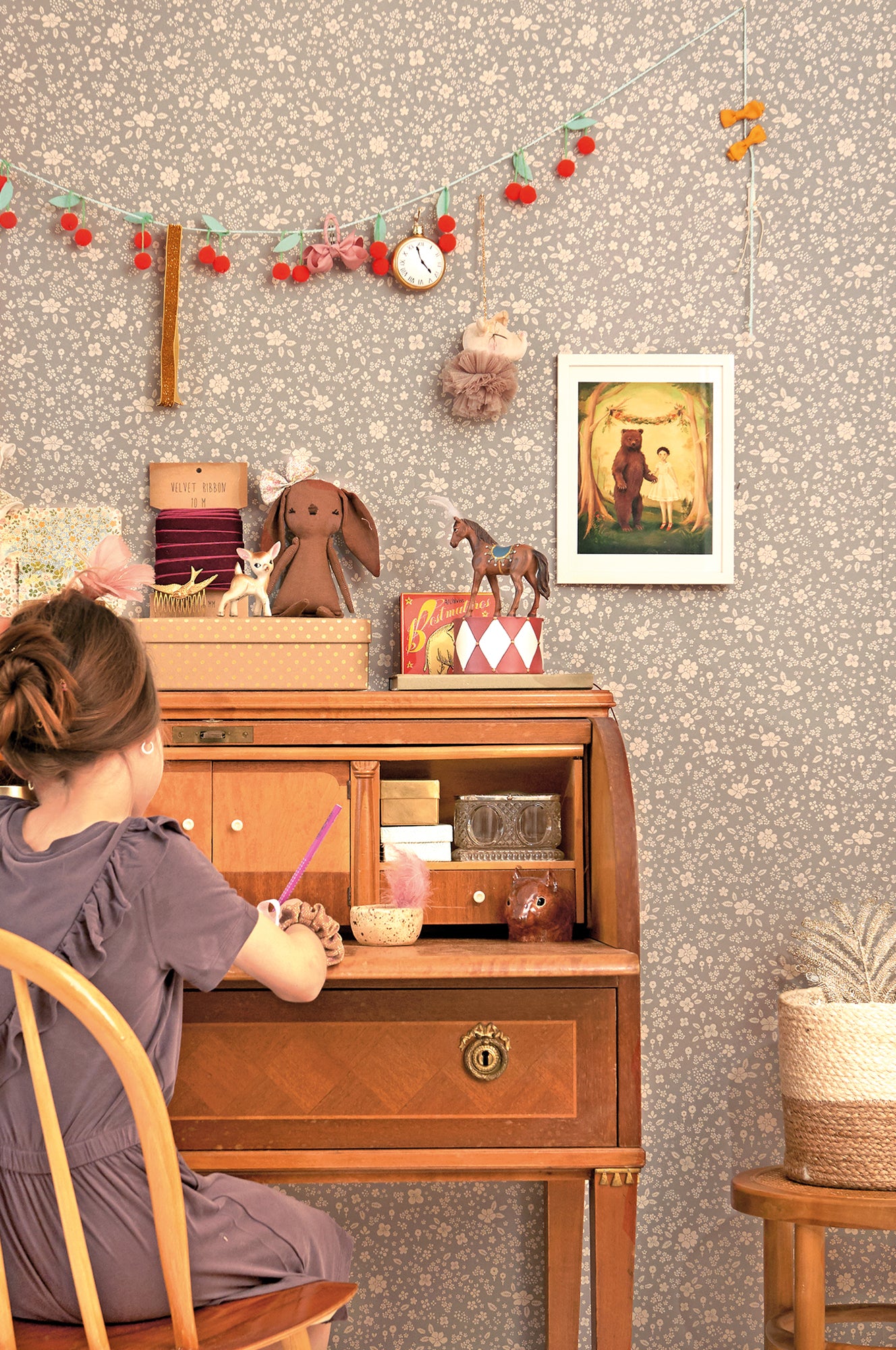 Majvillan Behang - Flora - Dusty Blue image 4