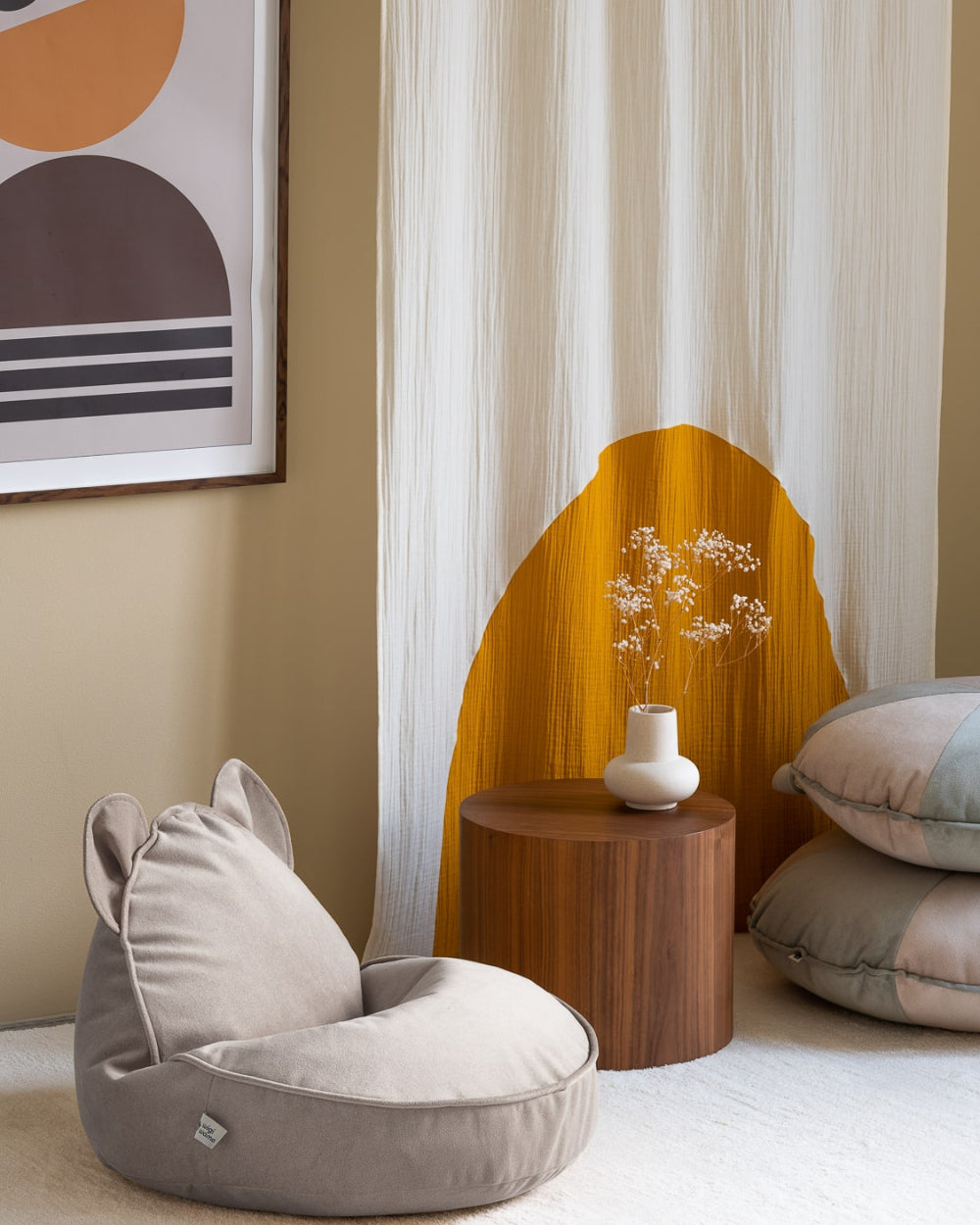 Wigiwama Beren Zitzak voor Kinderen Beer - Dusty Beige Bear Beanbag image 1