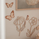 Houten Bloemen en Vlinders Muurdecoratie image 1
