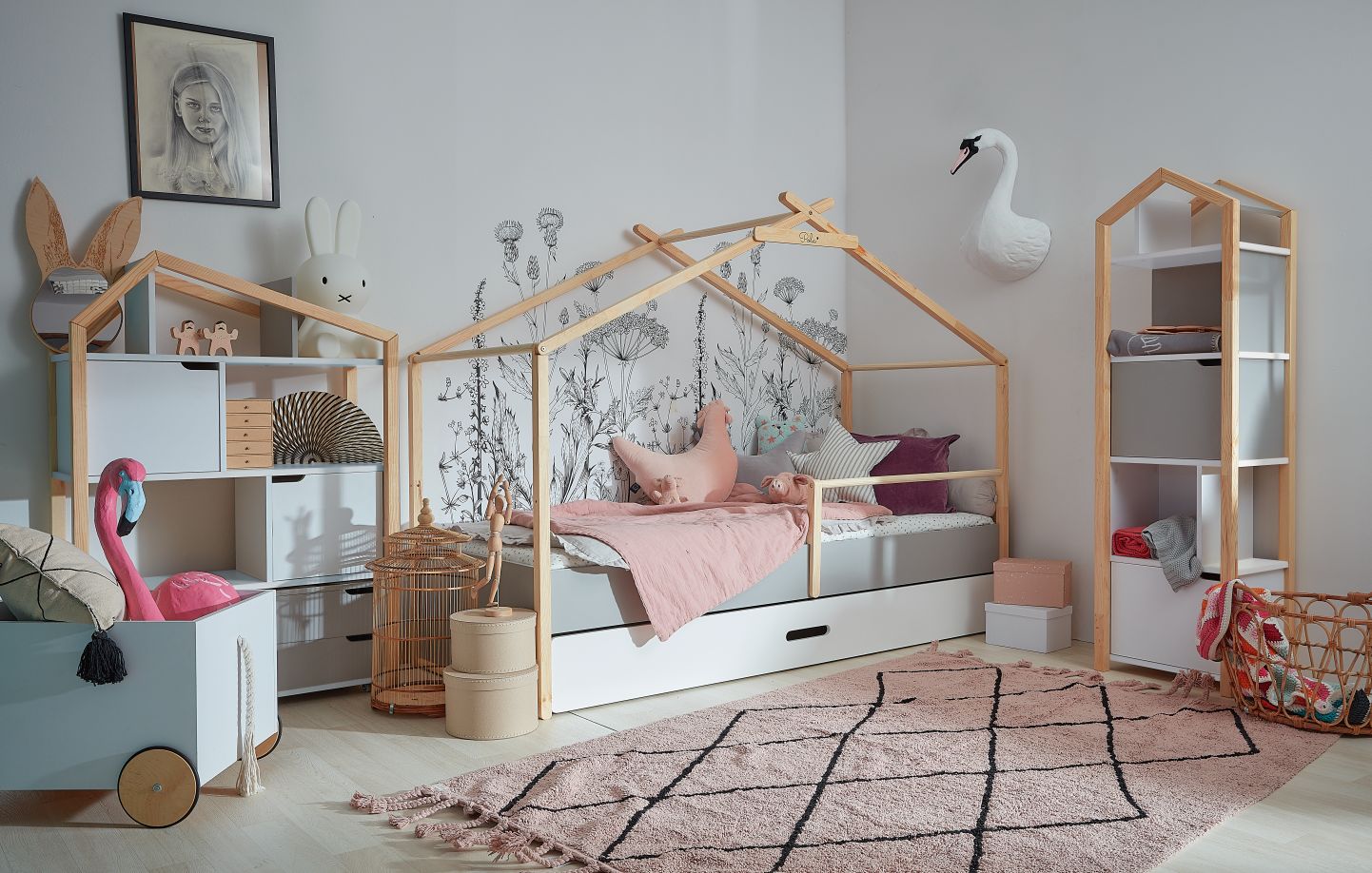 Boekenkast Juno breed met Dakje - Grijs image 4