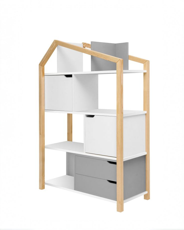 Boekenkast Juno breed met Dakje - Grijs image 2