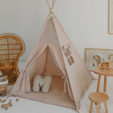 Tipi Tent met Speelmat - Beige Strepen image 0
