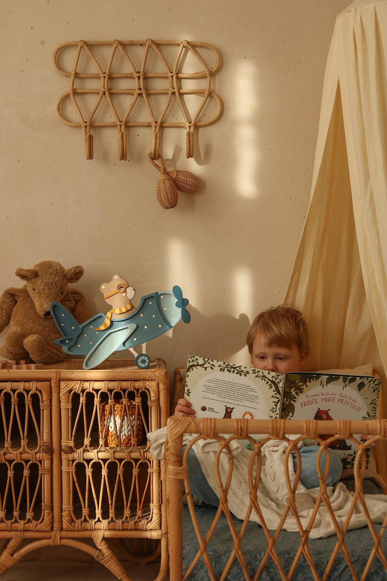 Little Lights Lamp Vintage Vliegtuig met Beer - Denim Blauw image 4