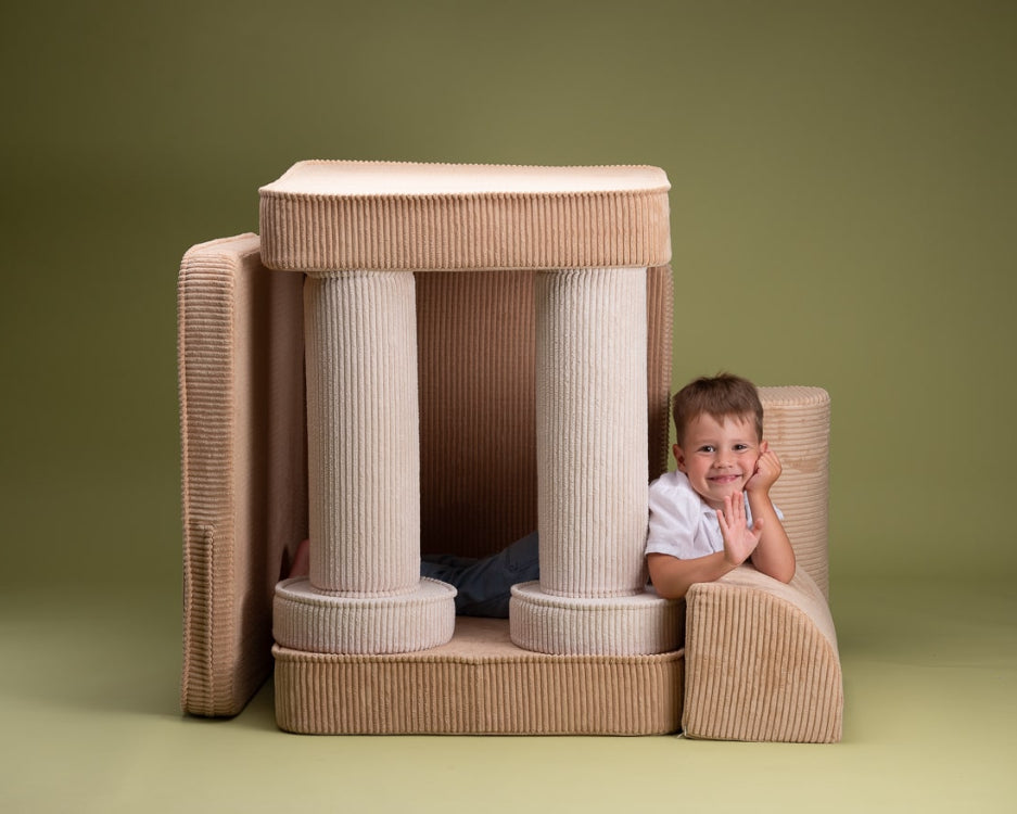 Wigiwama Ribstof Kinderbank - Brown Sugar Settee - Sofa Speelbank image 5