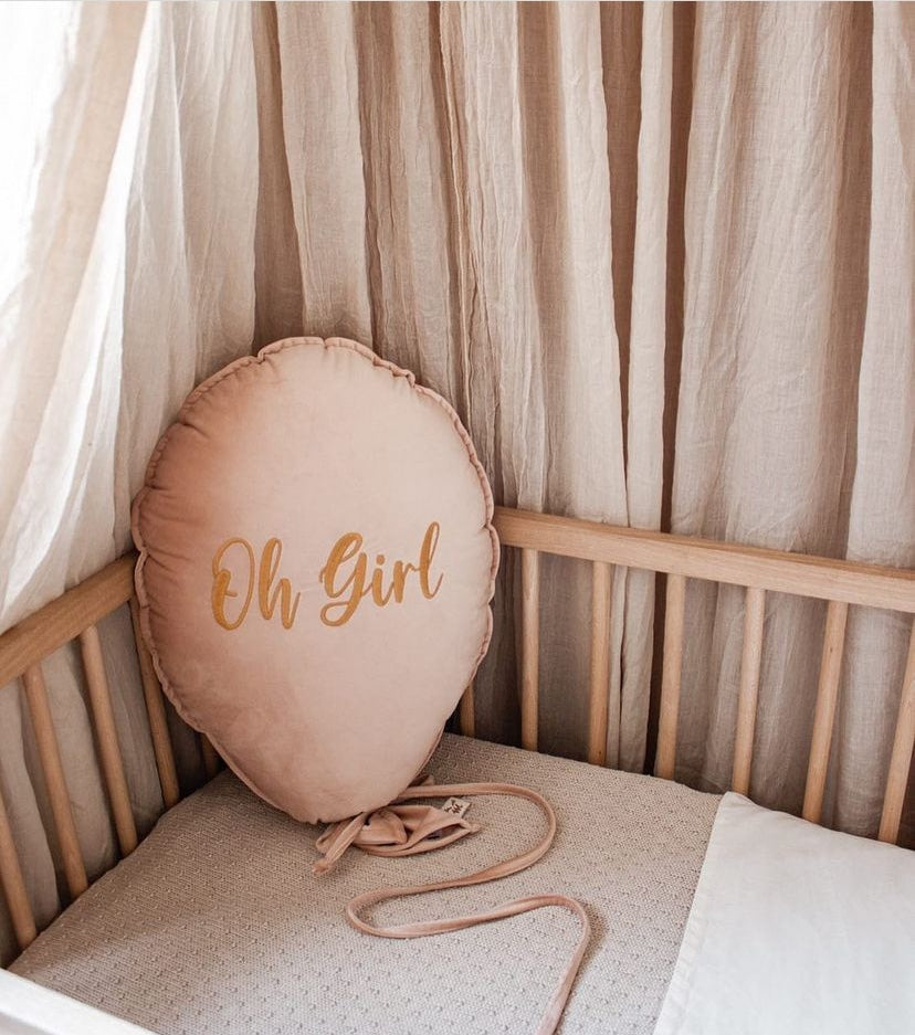 Ballon kussen deluxe -  roze fluweel image 0