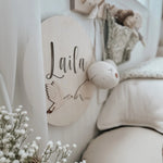 Houten Wandlamp met Ganzen en Naam image 1