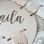 Houten Wandlamp met Ganzen en Naam image 2