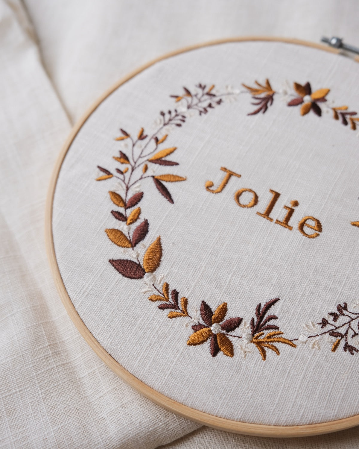 Borduurring met naam - bloemenkrans image 1