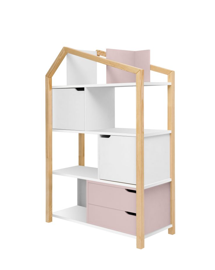 Boekenkast Juno breed met Dakje - Roze image 2