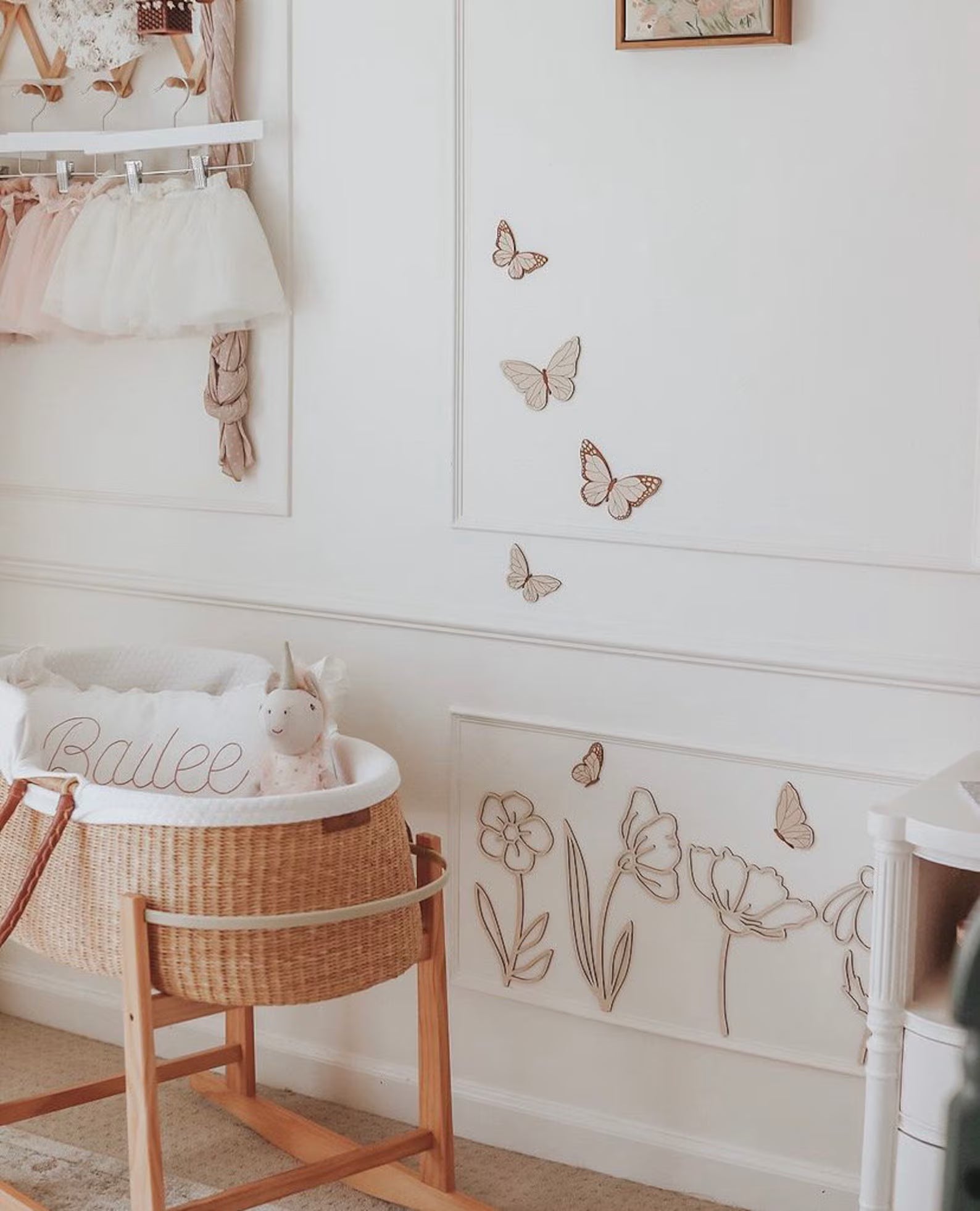 Houten Bloemen en Vlinders Muurdecoratie image 2