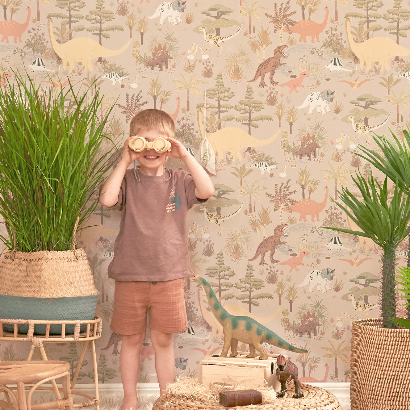 Majvillan Behang - Dinosaur Vibes - Sandy Beige image 0