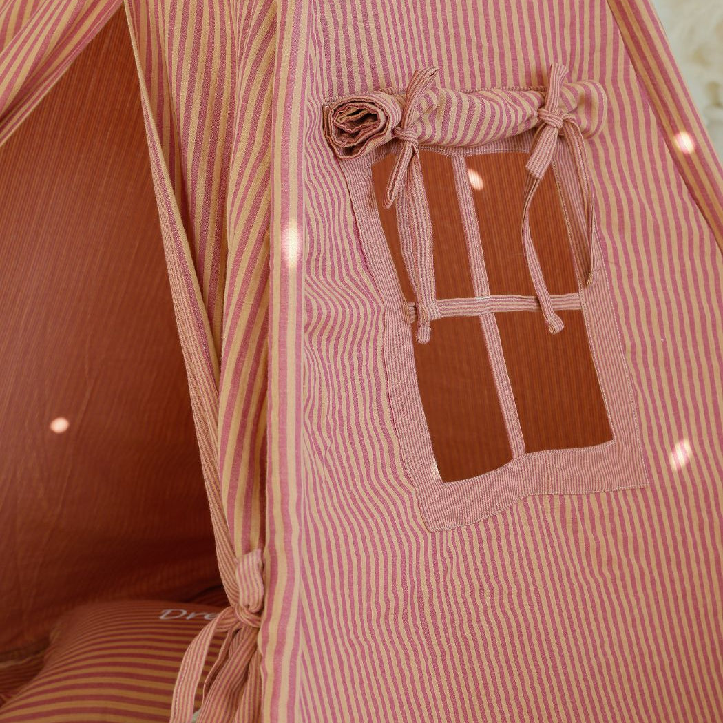 Tipi Tent met Speelmat - Terracotta Strepen image 1