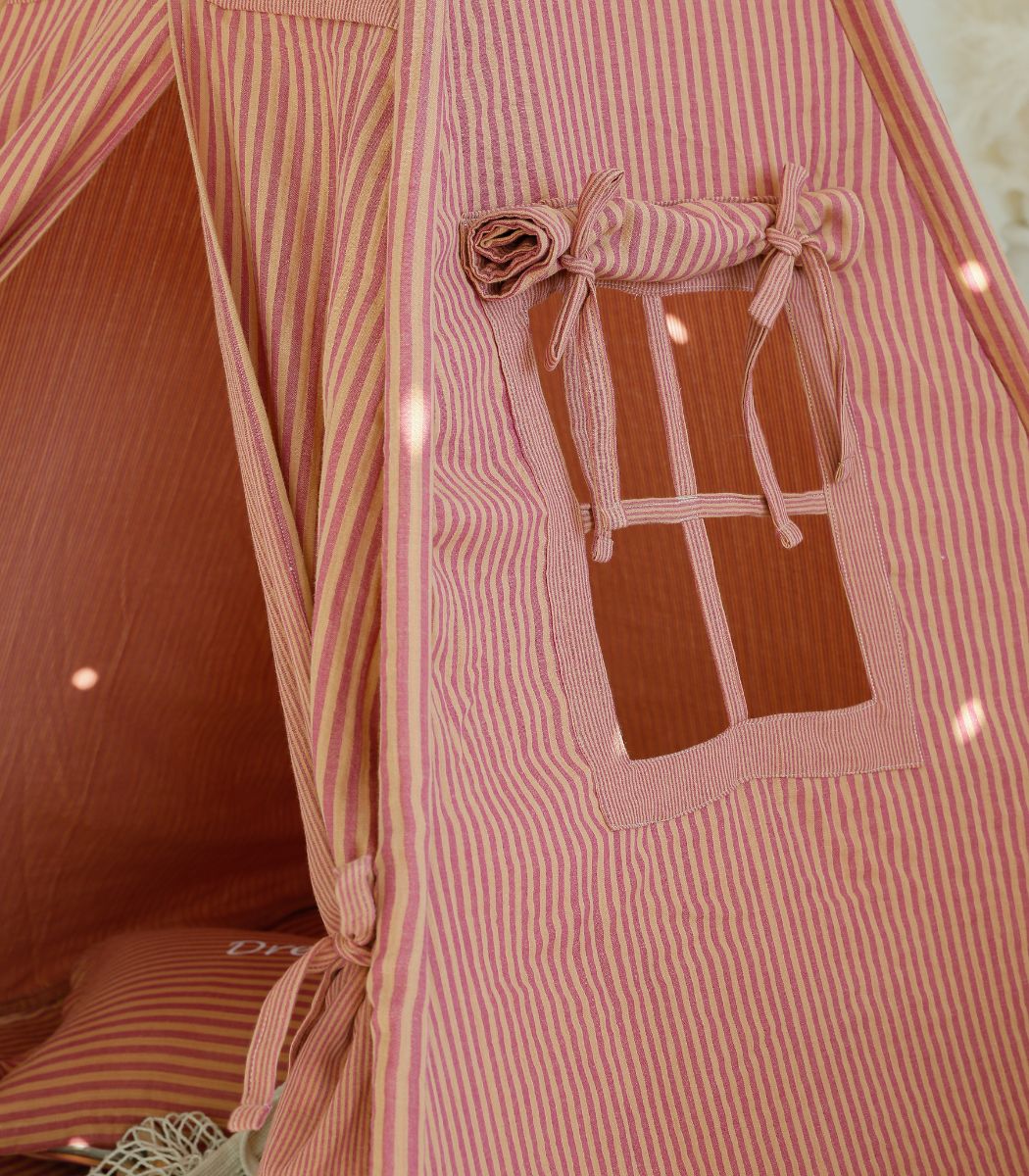 Tipi Tent met Speelmat - Terracotta Strepen image 1