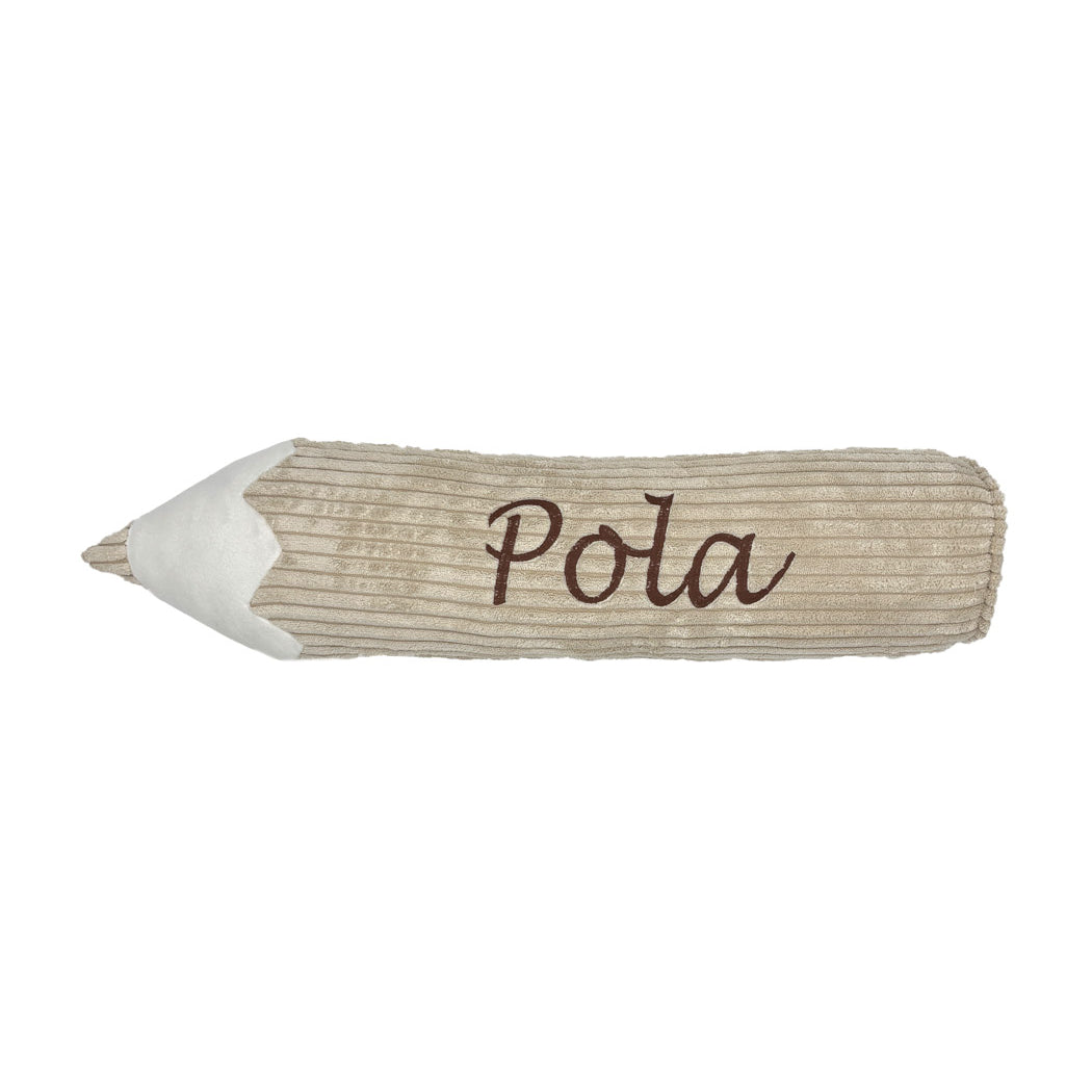 Potlood Kussen met Naam - Rib Cord - Crème image 1