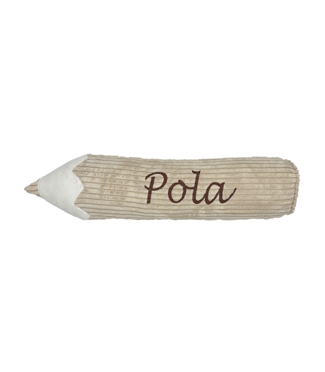 Potlood Kussen met Naam - Rib Cord - Crème image 1