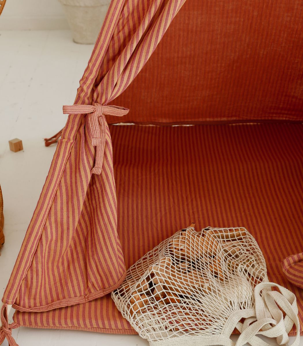 Tipi Tent met Speelmat - Terracotta Strepen image 2