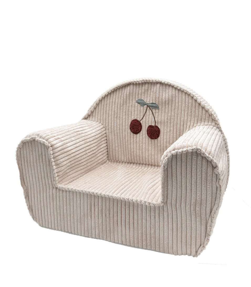 Rib Cord Stoel met Kersen - Crème image 2