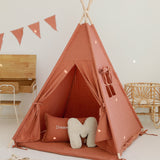 Tipi Tent met Speelmat - Terracotta Strepen image 0