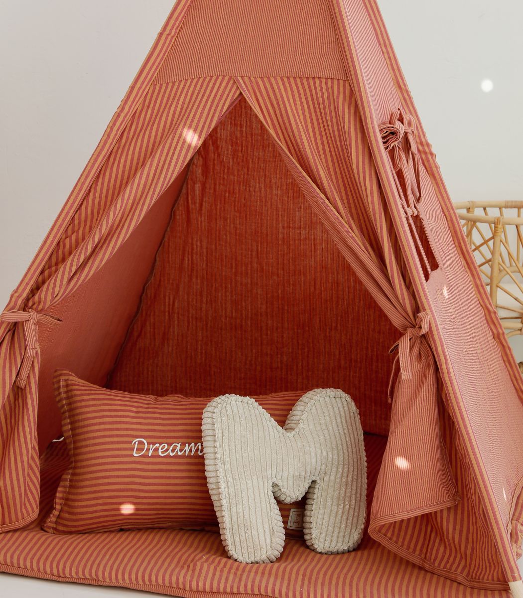 Tipi Tent met Speelmat - Terracotta Strepen image 4