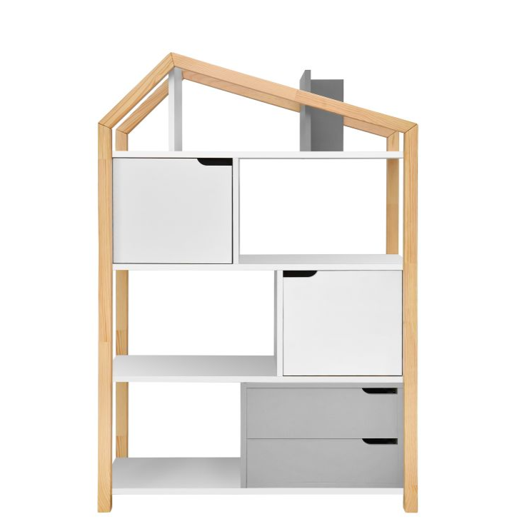 Boekenkast Juno breed met Dakje - Grijs image 0