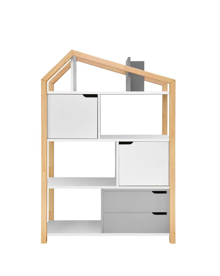 Boekenkast Juno breed met Dakje - Grijs image 0