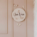 Houten Wandlamp met Vlinders en Naam image 1