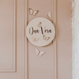 Houten Wandlamp met Vlinders en Naam image 1