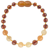 Barnsteen armband baby/peuter - cognac, kwarts, aventurijn image 0