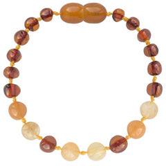 Barnsteen armband baby/peuter - cognac, kwarts, aventurijn image 0