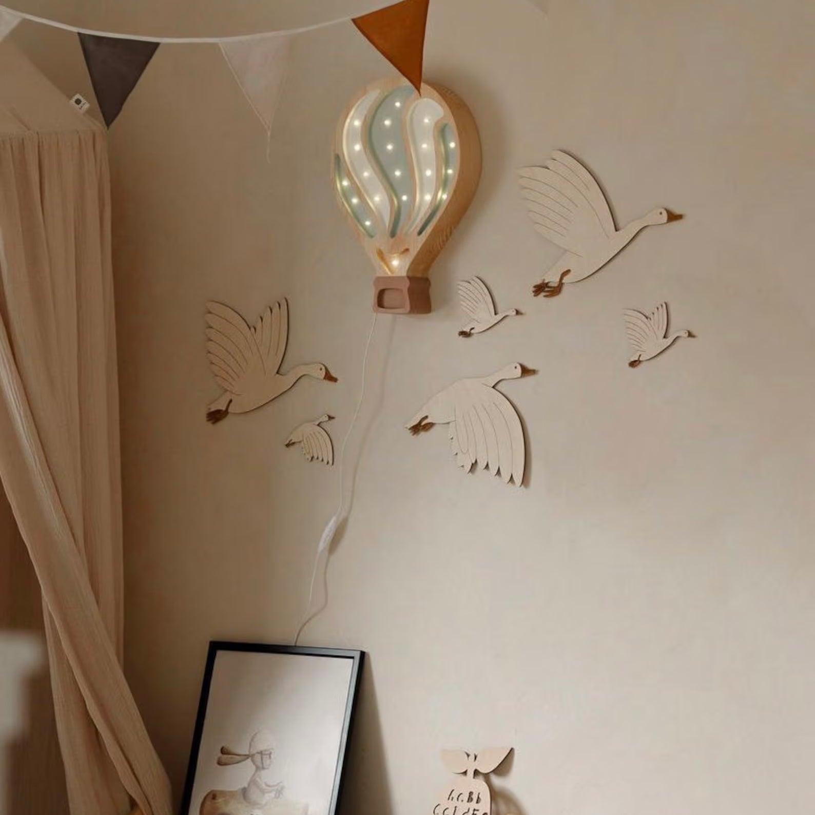 Houten Ganzen Muurdecoratie image 1