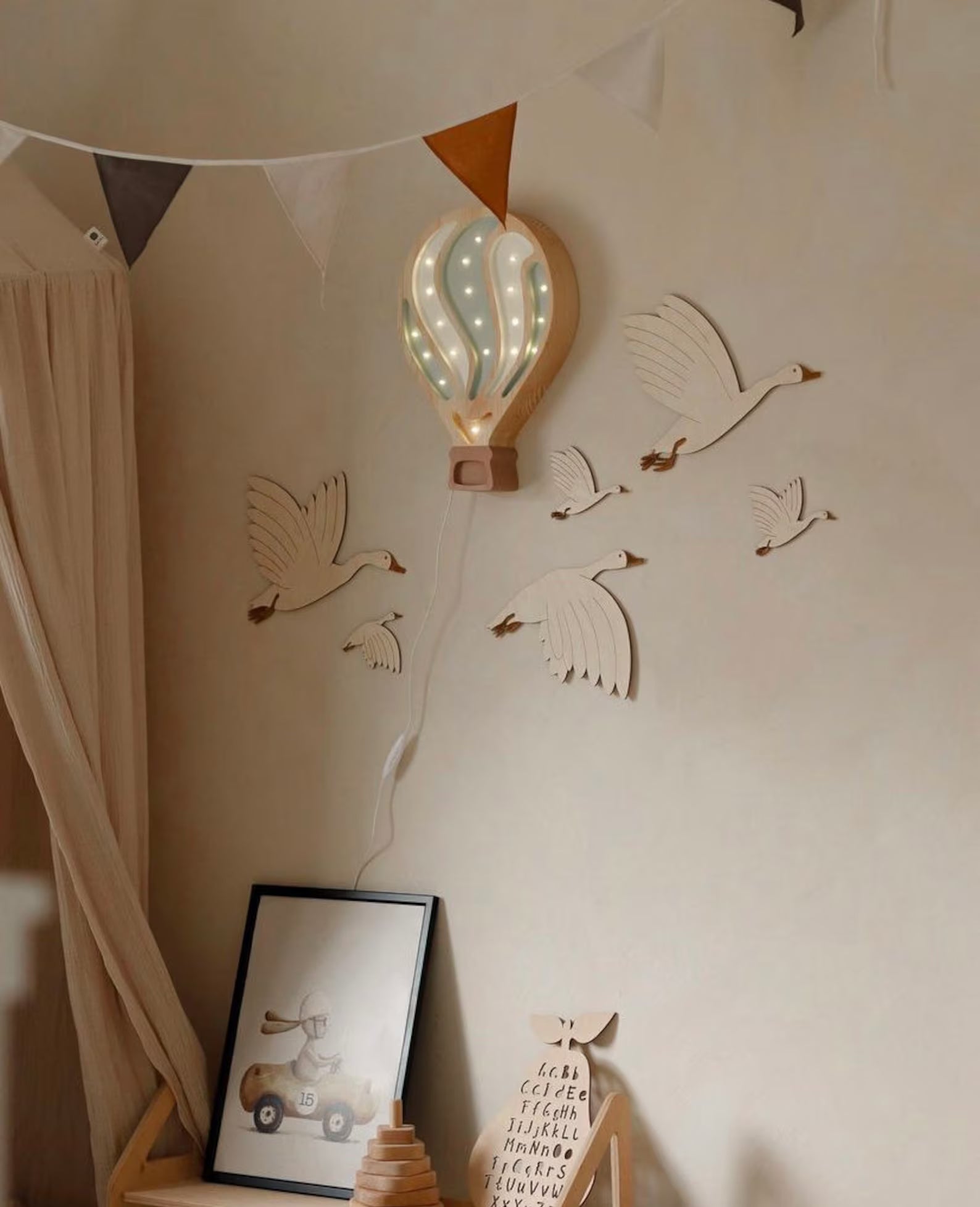 Houten Ganzen Muurdecoratie image 1