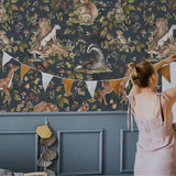 Dekornik Behang - Cute Forest Animals - Bos Dieren Donker