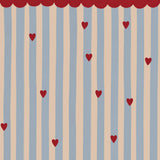 Dekornik Behang - French Hearts Stripes - Hartjes - Blauw Rood Beige
