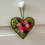 Vilten Hanger - Hart - Bloemenborduur - Groen