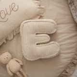 Letter Kussen Rib Cord - Crème Wit