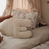 Letter Kussen Rib Cord - Crème Wit