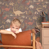 Majvillan Behang - Dinosaur Vibes - Evening Grey image 0