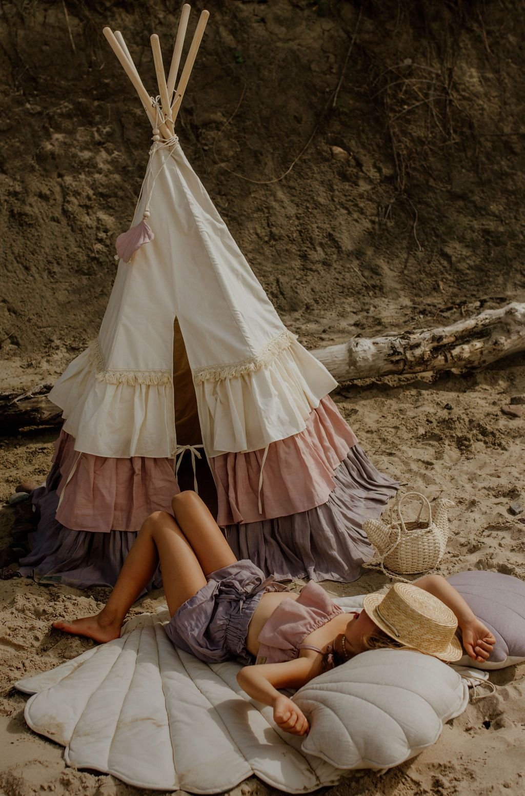 Linnen schelpkussen - zand image 8